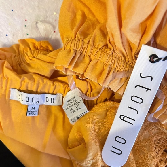 StoryOn Crochet Off Shoulder Frill Trim Top Yellow! - Picture 7 of 10